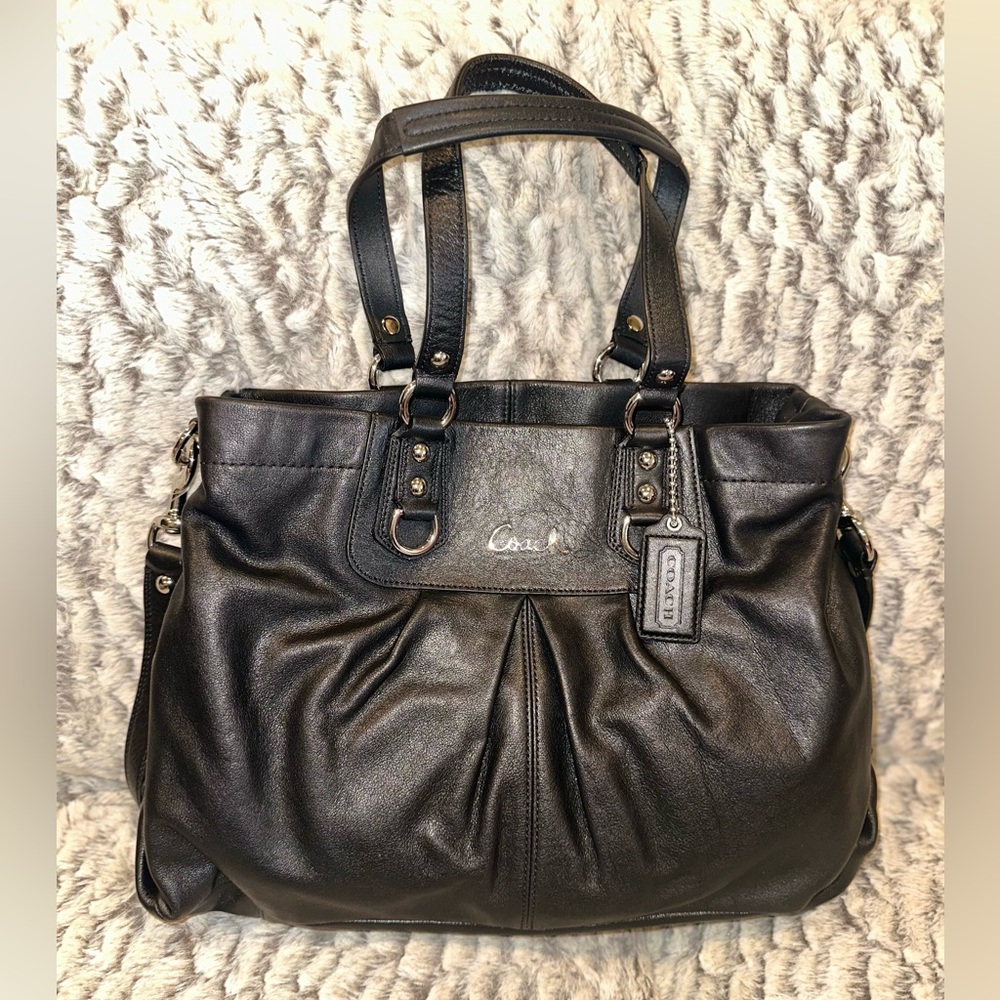 Coach Black Leather Tote Bag